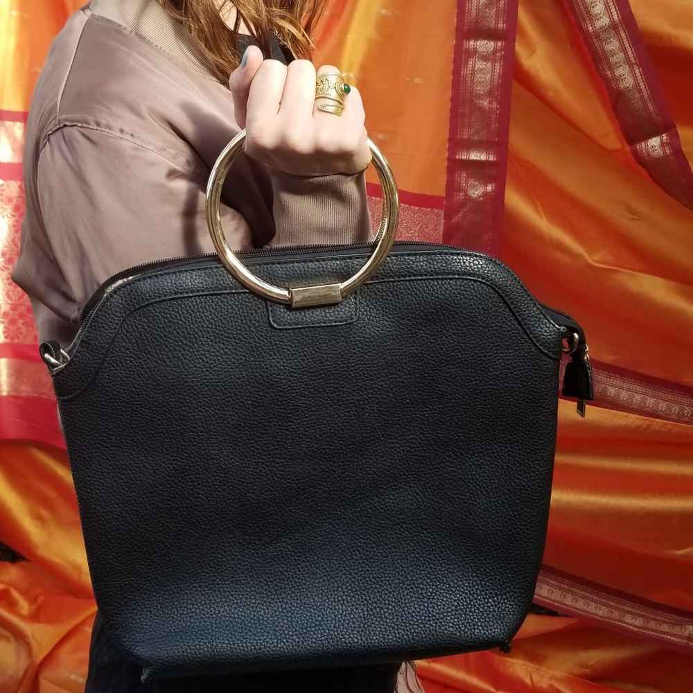 Classy gold hoop black purse